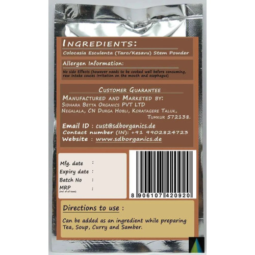 Sidhara Betta Herbals Colocasia Esculenta (Taro And Kesavu) Stem Powder (15g)