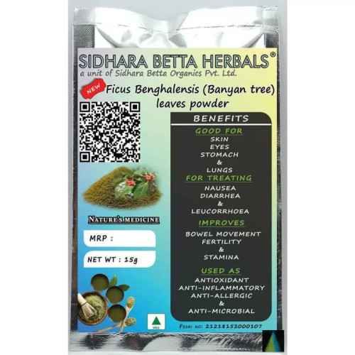 Sidhara Betta Herbals Ficus Benghalensis (Banyan Tree) Leaves Powder (15g)