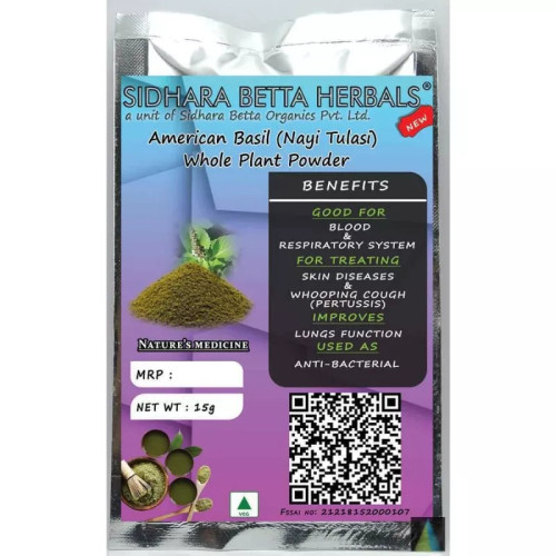 Sidhara Betta Herbals American Basil Whole Plant Powder (15g)