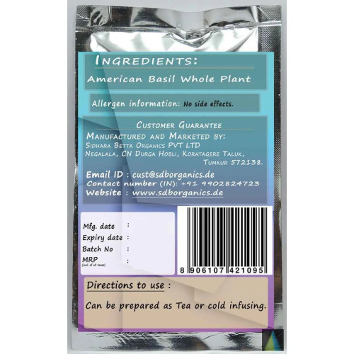 Sidhara Betta Herbals American Basil Whole Plant Powder (15g)