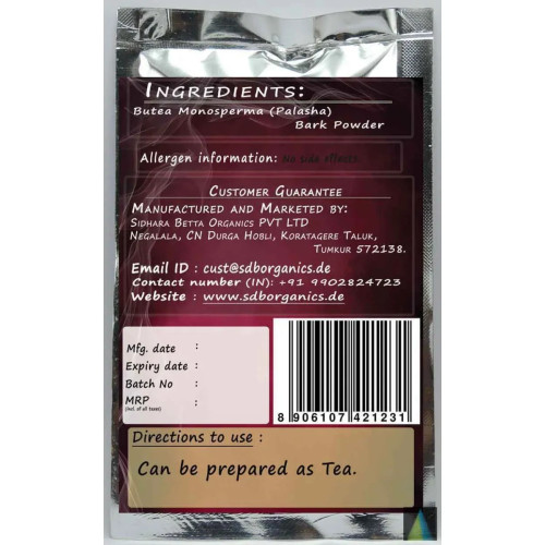 Sidhara Betta Herbals Butea Monosperma (Palasa) Bark Powder (15g)