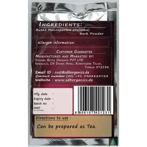 Sidhara Betta Herbals Butea Monosperma (Palasa) Bark Powder (15g)