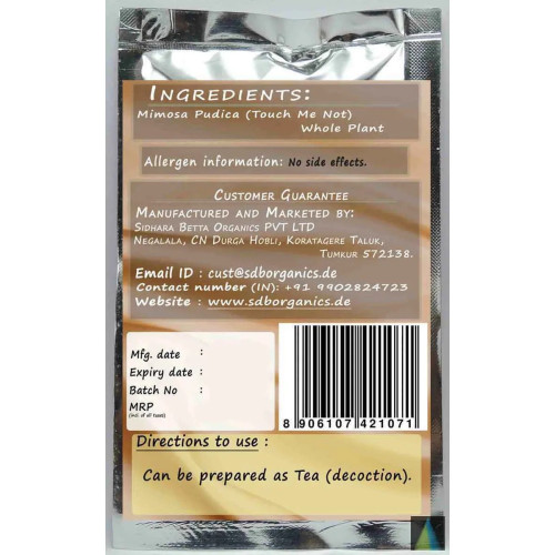Sidhara Betta Herbals Mimosa Pudica (Touch Me Not) Whole Plant Powder (15g)