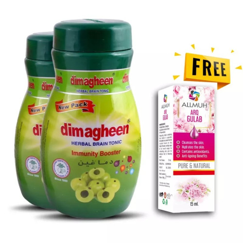 Dawakhana Tibbiya Dimagheen And Free Arq Gulab (400gm + 15ml) (1Pack, Pack of 2)