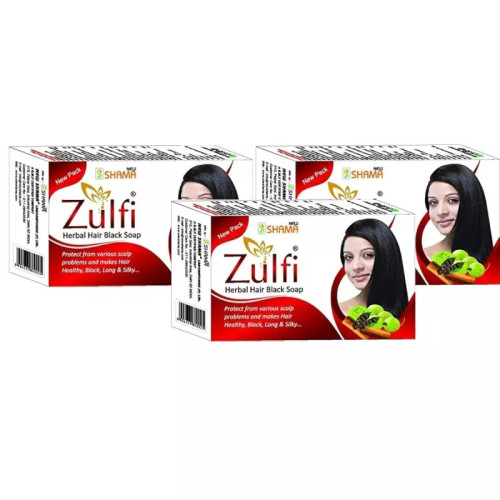 New Shama Zulfi Herbal Hair Black Soap (100g, Pack of 3)