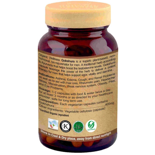 Organic Wellness Gokhshura 90 Vegetarian  Capsules (90 Capsules)