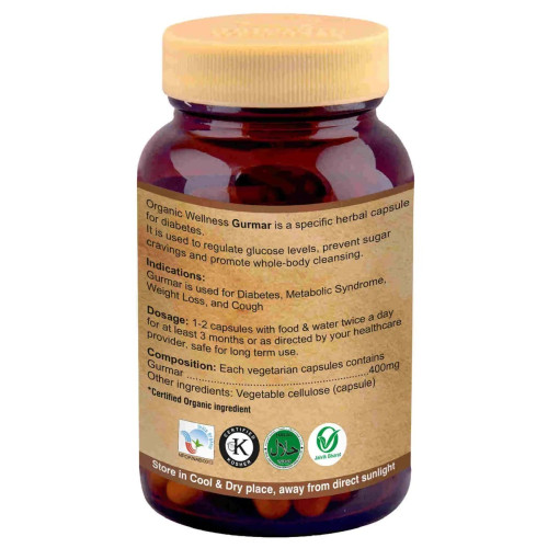 Organic Wellness Gurmar 90 Vegetarian  Capsules (90 Capsules)