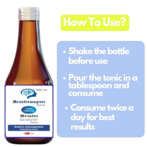 SYMCOX Brainosym Brain Tonic Syrup with Ashwagandha, Shankpushpi, Brahmi (100ml)