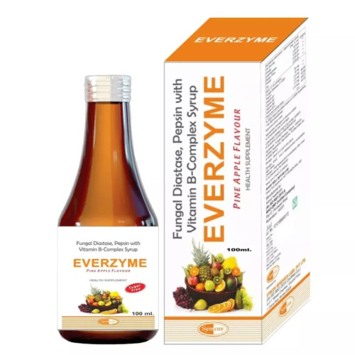 SYMCOX Everzyme Syrup For Healthy Digestion, Relief from Acidity, Constipation and Gas with Fungal diastase and pepsin (100ml)