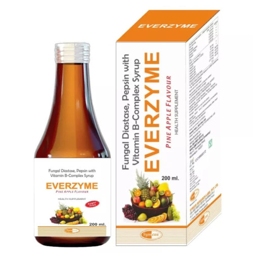 SYMCOX Everzyme Syrup For Healthy Digestion, Relief from Acidity, Constipation and Gas with Fungal diastase and pepsin (200ml)