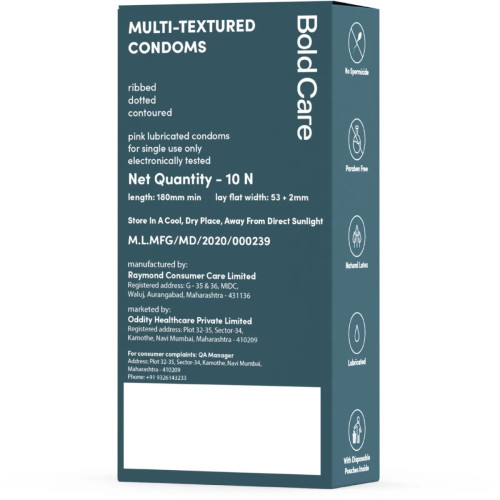 Bold Care Multi Textured Condoms Ribbed Dotted Contoured (10units)