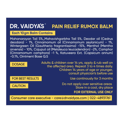 Dr Vaidyas Rumox Pain Relief Balm (50g)