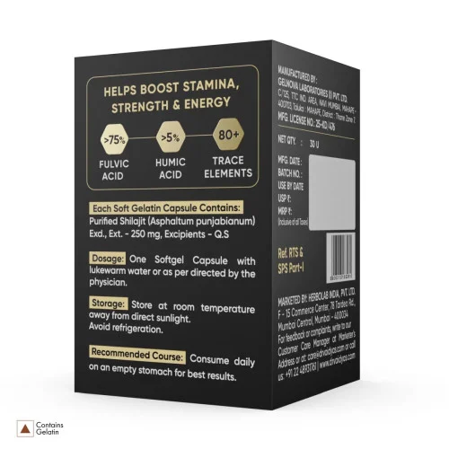 Dr Vaidyas Herbo24Turbo Shilajit Resin Softgel  Capsulesule (30 Capsules)