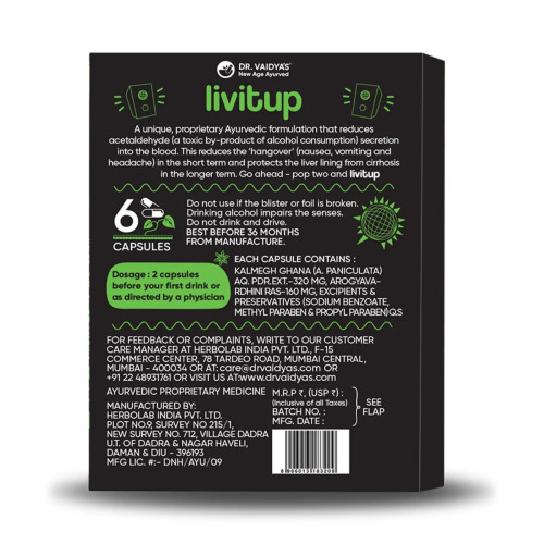 Dr Vaidyas Livitup  Capsules (6 Capsules)