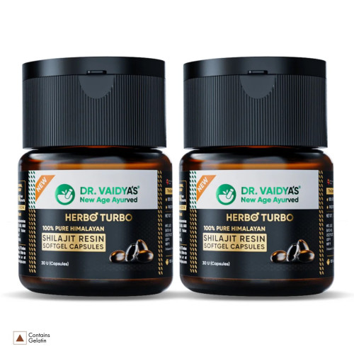 Dr Vaidyas Herbo24Turbo Shilajit Resin Softgel  Capsules (30 Capsules, Pack of 2)