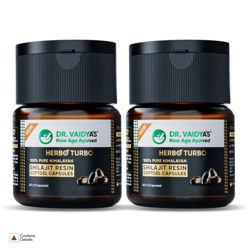 Dr Vaidyas Herbo24Turbo Shilajit Resin Softgel  Capsules (30 Capsules, Pack of 2)