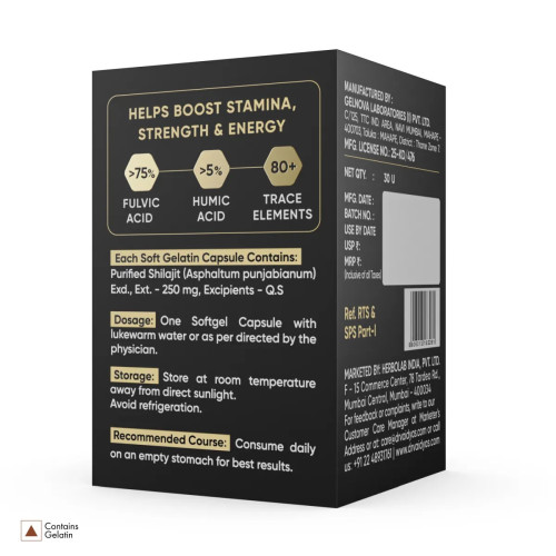 Dr Vaidyas Herbo24Turbo Shilajit Resin Softgel  Capsules (30 Capsules, Pack of 2)