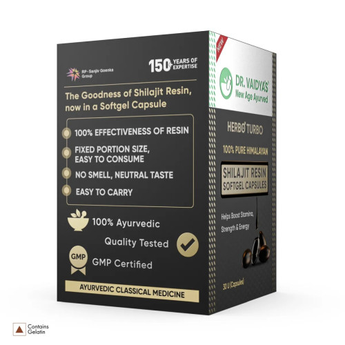 Dr Vaidyas Herbo24Turbo Shilajit Resin Softgel  Capsules (30 Capsules, Pack of 2)