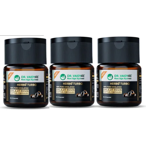 Dr Vaidyas Herbo24Turbo Shilajit Resin Softgel  Capsules (30 Capsules, Pack of 3)
