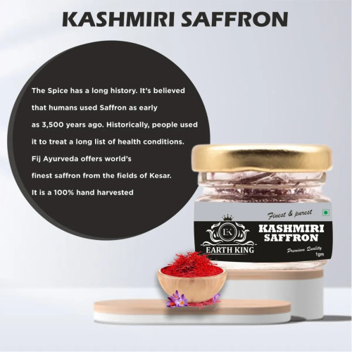 Earth King Kashmiri Shilajit Resin Form + Kashmiri Saffron (20g + 1g) (1Pack)
