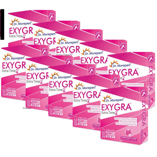Dr Morepen Exygra Bubblegum Flavoured Condoms (3pcs, Pack of 10)