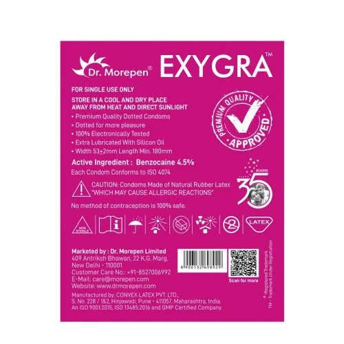 Dr Morepen Exygra Bubblegum Flavoured Condoms (3pcs, Pack of 10)