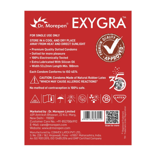 Dr Morepen Exygra Strawberry Flavoured Condoms (3pcs, Pack of 10)