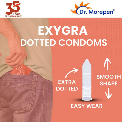 Dr Morepen Exygra Strawberry Flavoured Condoms (3pcs, Pack of 10)