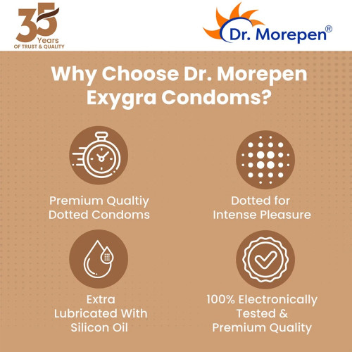 Dr Morepen Exygra Chocolate Flavoured Condoms (3pcs, Pack of 10)