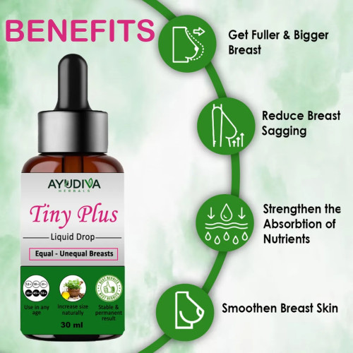 Ayudiva Herbals Tiny Plus Breast Liquid Drop (30ml, Pack of 3)