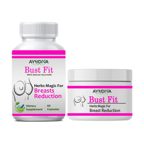 Ayudiva Herbals Bust Fit Breast Reduction  Capsules + Bust Fit Breast Reduction Cream (60 Capsules + Cream 50g) (1Pack)