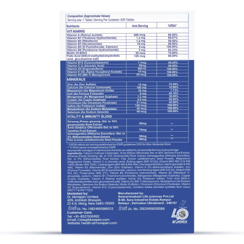 Dr Morepen Multivitamin Men And Testo Boost  Tablets For Men (Each 60  Tablets) (1Pack)