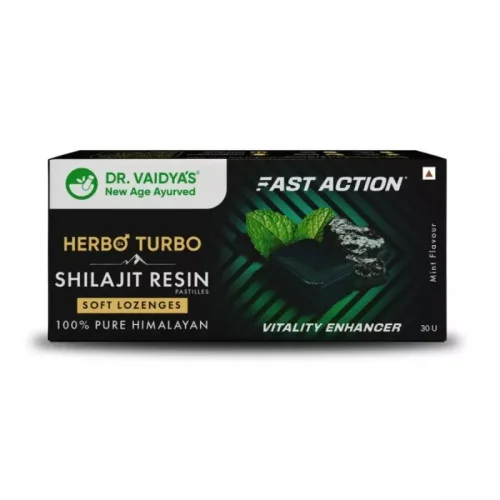 Dr Vaidyas Herbo24Turbo Shilajit Resin Lozenges (Pastilles) (Mint Flavour) (30pcs)