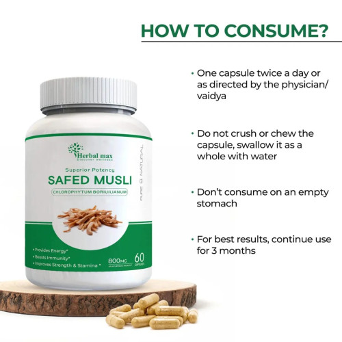 Herbal Max Safed Musli  Capsulesule (60 Capsules)