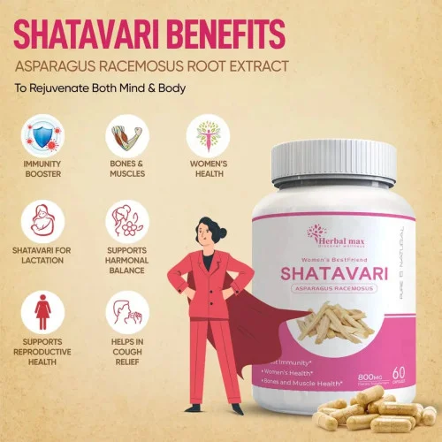 Herbal Max Shatavari  Capsules (60 Capsules)