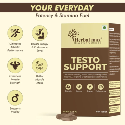 Herbal Max Testo Support  Capsules (60 Capsules)