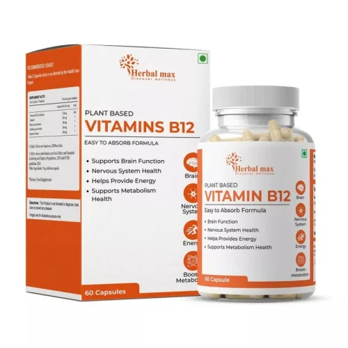 Herbal Max Plant Based Vitamin B12  Capsules (60 Capsules)