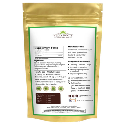 Vedikroots Trikatu Powder (100g)