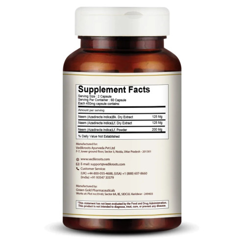 Vedikroots Neem  Capsules (60cap)