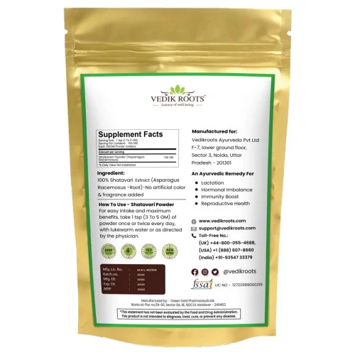 Vedikroots Shatavari Powder (100g, Pack of 3)