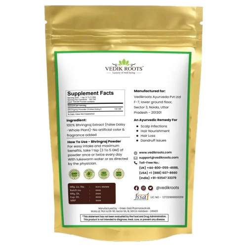 Vedikroots Bhringraj Powder (100g, Pack of 3)