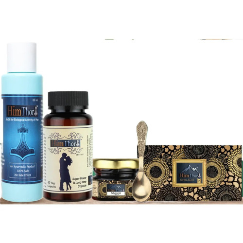 Himthor Shilajit  Capsulesule + massage Oil + Shilajit Resin (60 Capsules + 60ml+ 20gm) (1Pack)