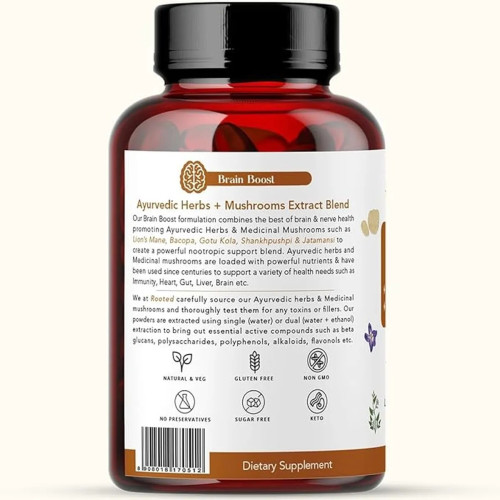 Rooted Active Naturals Brain Boost Supplement  Capsules (60cap)