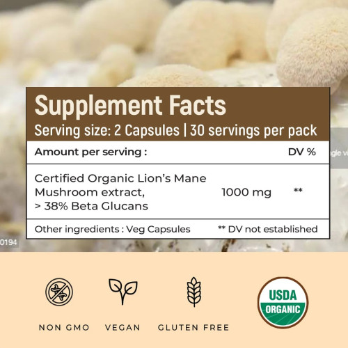 Rooted Active Naturals Lions Mane  Capsules (60cap)