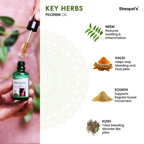 Sheopals Pilohem Aid  Capsules + Oil (60  Capsules + 30ml) (1Pack)