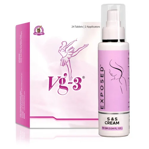 Dharmanis International Vg-3  Tablets For Women + S & S Cream For Women Breast (24  Tabletss With 2 Applicators + Cream 90g) (1Pack)