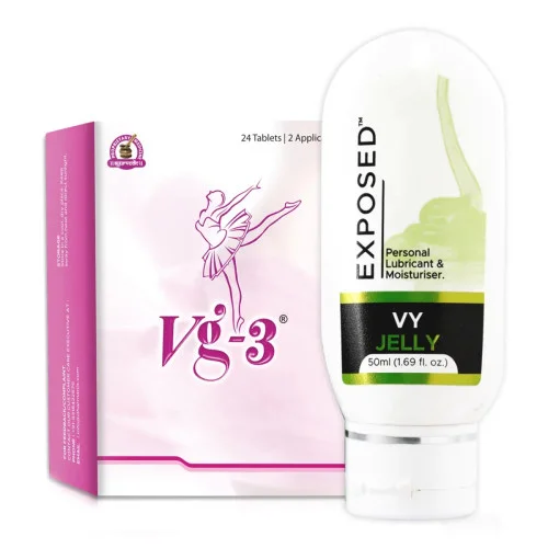 Dharmanis International Vg-3  Tablets For Women + Vy Jelly Lubricant For Men & Women (24  Tabletss With 2 Applicators + Jelly 50ml) (1Pack)
