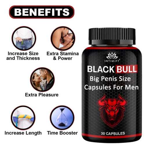 Intimify Black Bull Big Penis Size  Capsules + Big Bull Penis Enlargement Oil (30  Capsules + 15 ml) (1Pack)