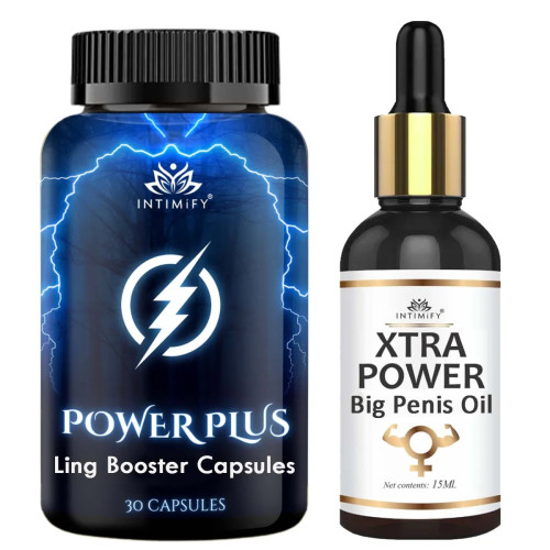Intimify Power Plus Ling Booster  Capsules + Xtra Power Big Penis Oil (30  Capsules + 15 ml) (1Pack)