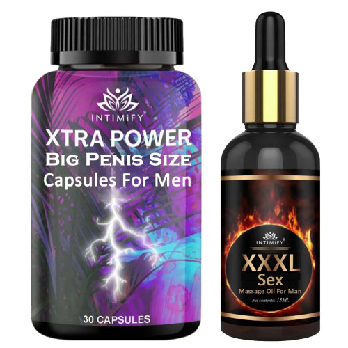 Intimify Xtra Power Big Penis Size  Capsules + Xxxl Sex Massage Oil (30  Capsules + 15 ml) (1Pack)
